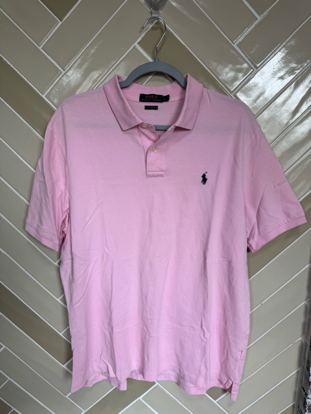 Polo by Ralph Lauren Light Pink Men’s Polo with Navy Pony